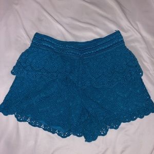 blue lace shorts